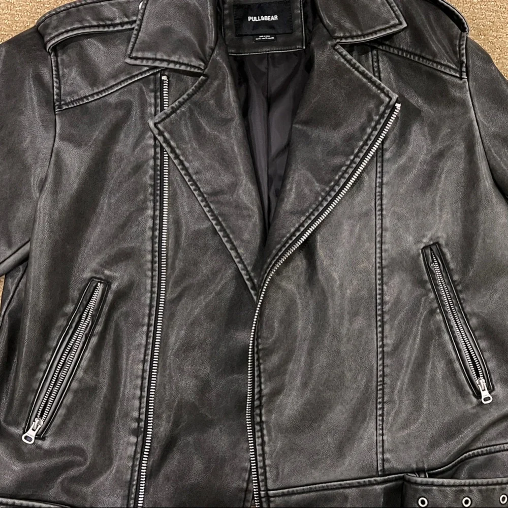 Pull&Bear Dark Gray Biker Jacket for Men - Picture 3 of 8